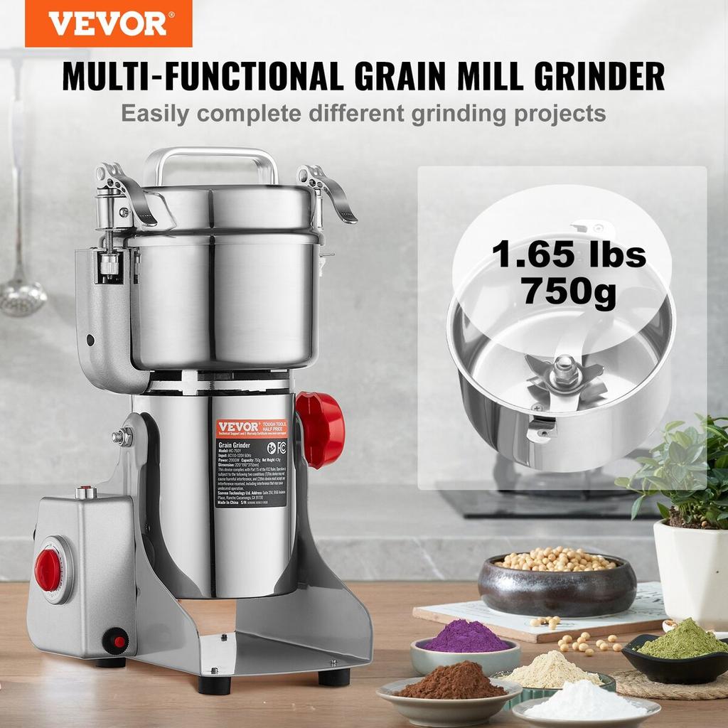 750g Commercial Spice Grinder Electric Grain Mill Grinder High Speed