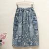 Plus Size Women Spring Autumn Casual High Waist Large Size Pocket Jeans Package Hip Denim Skirt