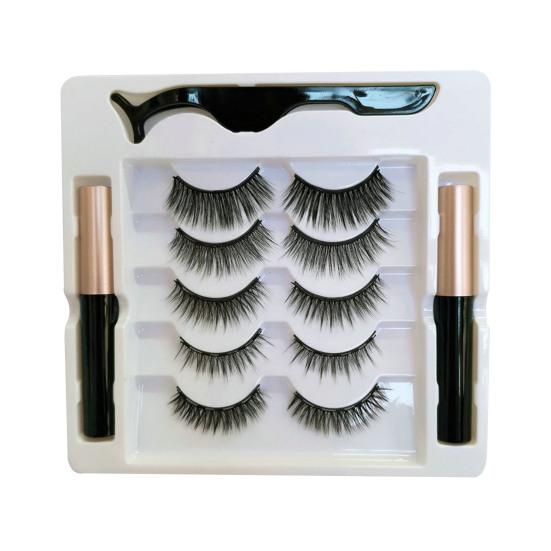 1 Set Magnetic Eyelashes with Eyeliner Tweezer Natural Looking Magnetic Fake Lashes with Applicator Tool Women Girls Eye Makeup Tools