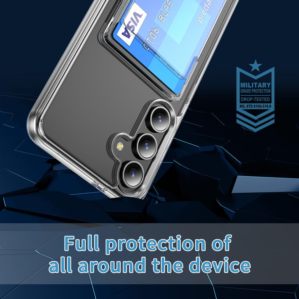Для Samsung Galaxy S25+ прозрачный чехол TPU+PC+акриловый чехол для мобильного телефона с держателем для карт