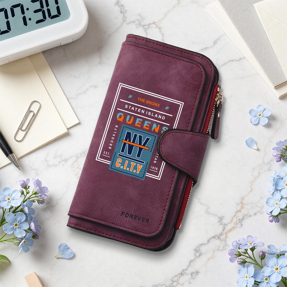 New York City Print Long Wallet Fashion Casual Portable Card Holder PU Leather Daily Use Purse for Men Women