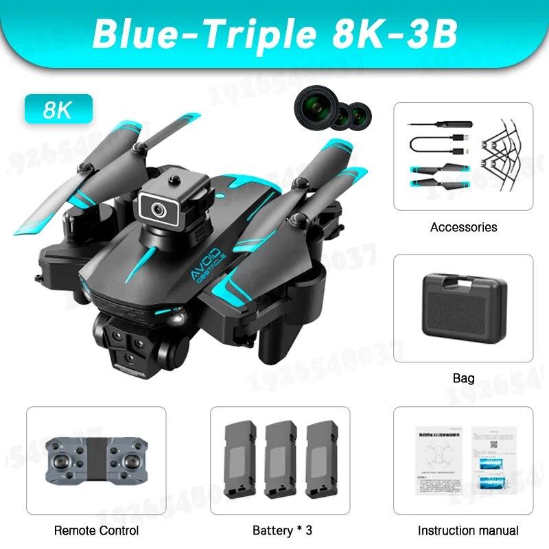 Новый KY605S RC Дрон GPS 8K Professinal с тремя камерами Широкоугольный оптический локализация потока Четырехсторонний квадрокоптер для предотвращения препятствий