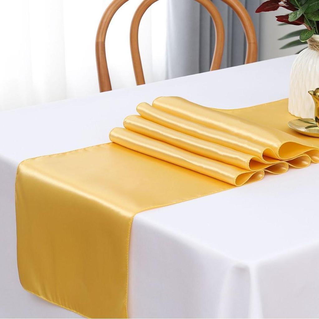 Скатерть-дорожка из сатина высокой плотности для свадеб и банкетов - Однотонная полиэстеровая декорация для стола
