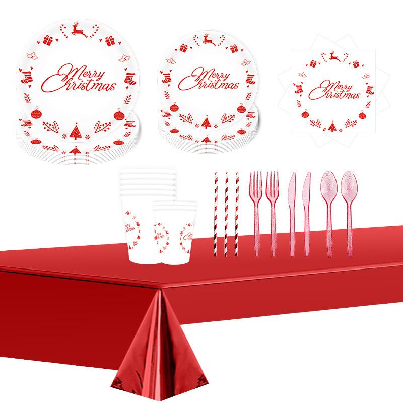 Christmas Bronzing Theme Paper Plate Paper Cup Paper Towel Knife Fork Spoon Tablecloth Disposable Party Arrangement Supplies