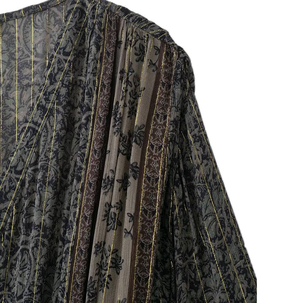 Women's Spring Fashion Metallic Thread Print Dress, European American Style
