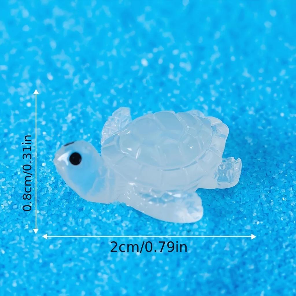 10pcs Luminous Small Turtle Ornaments Micro Landscape Ornament DIY Resin Craft Color Mixed