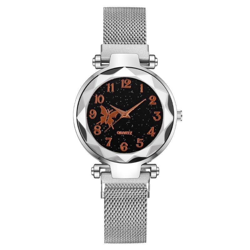 Обработка на заказ бабочка звездное небо модные цифровые женские часы женские часы железный магнит ленивый магнит женская модель