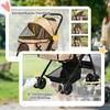 Pet Stroller Pushchair Foldable Travel Dog Cat Carriage w/ Reversible Handle Brake Basket