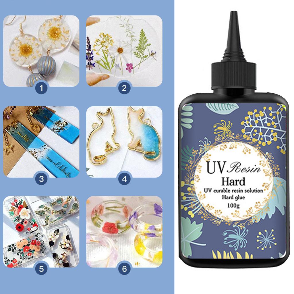Клеи из УФ-смолы со слабым запахом 100 мл для использования в помещении, быстросохнущие, высокопрозрачные, безопасные, быстросохнущая эпоксидная смола для ночного рукоделия