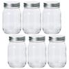 Aderia Silver Cap Storage Jars, 450mm, Set of 6, Glass Storage Containers, Canisters, Airtight Containers for Condiments, Coffee, and Beans, M6579