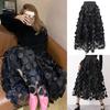 Women Summer Maxi Skirt Retro A-Line Large Hem Skirt Solid Color 3D Dot Decor High Waist Long Skirt