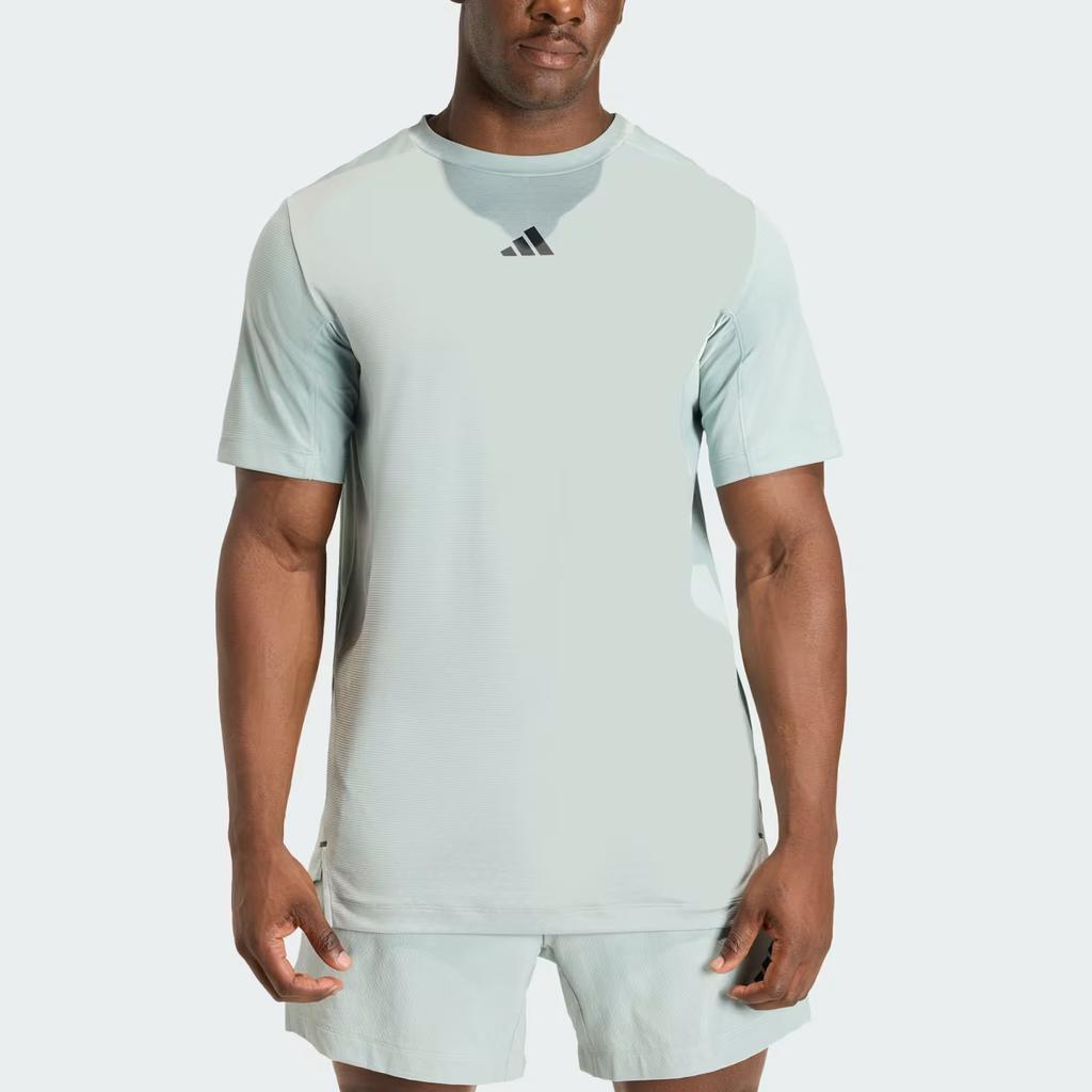 adidas Мужская футболка с коротким рукавом и круглым вырезом D4T Primelift с логотипом 3 полосы Топы KE9938