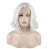 VOCOSTE Термостойкий парик с кружевной передней частью, средней длины, волнистый, для девушек, для повседневной носки, белый, 35,5 см