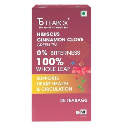 Teabox Зеленый чай «Гибискус, корица, гвоздика» в пакетиках 25 шт. | 100% натуральный гибискус, корица и гвоздика