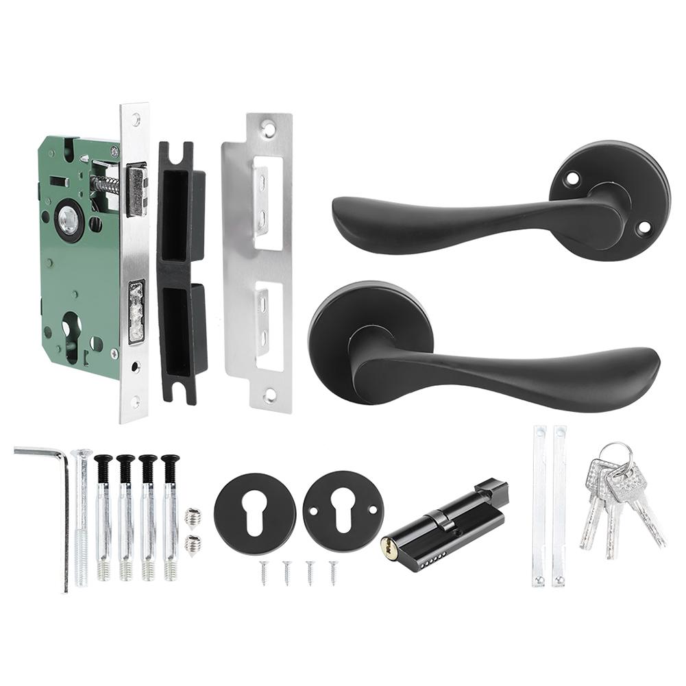 Space Aluminum Door Lock Set KeyedLocking Door Handle Lever Hardware Accessory for Indoor Door