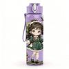 1PC Dark Green Dress Girl Nature Scene Pattern 750ml Color Plastic Sports Water Bottle Leakproof Flip Straw Lid Suitable for Sports Office Home Use