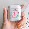 Fashion Floral 26 Letters Alphabet Soft Protector Cover Transparent Box for Apple Airpods 1 2 3 Pro Women Girl AirPods Case