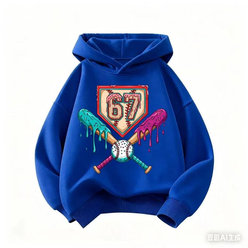 67 Kid Ice Cream Drip Meme Funny Six Seven Gen Alpha Slang Hoodies 6-7 Boys Girls Winter Hoodies
