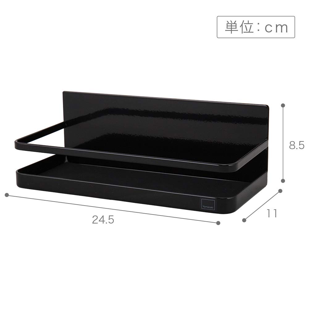 Yamazaki Jitsugyo Магнитная полка для специй Черная x Г11 x Tower Полка для приправ Кухонное хранение 2523 Прибл.. Ш24,5 В8,5 см