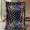 Rainbow Gemstone Paw Prints Theme blanket Lightweight Warm Flannel Blanket Decorative Throw Blanket for Home Decoration