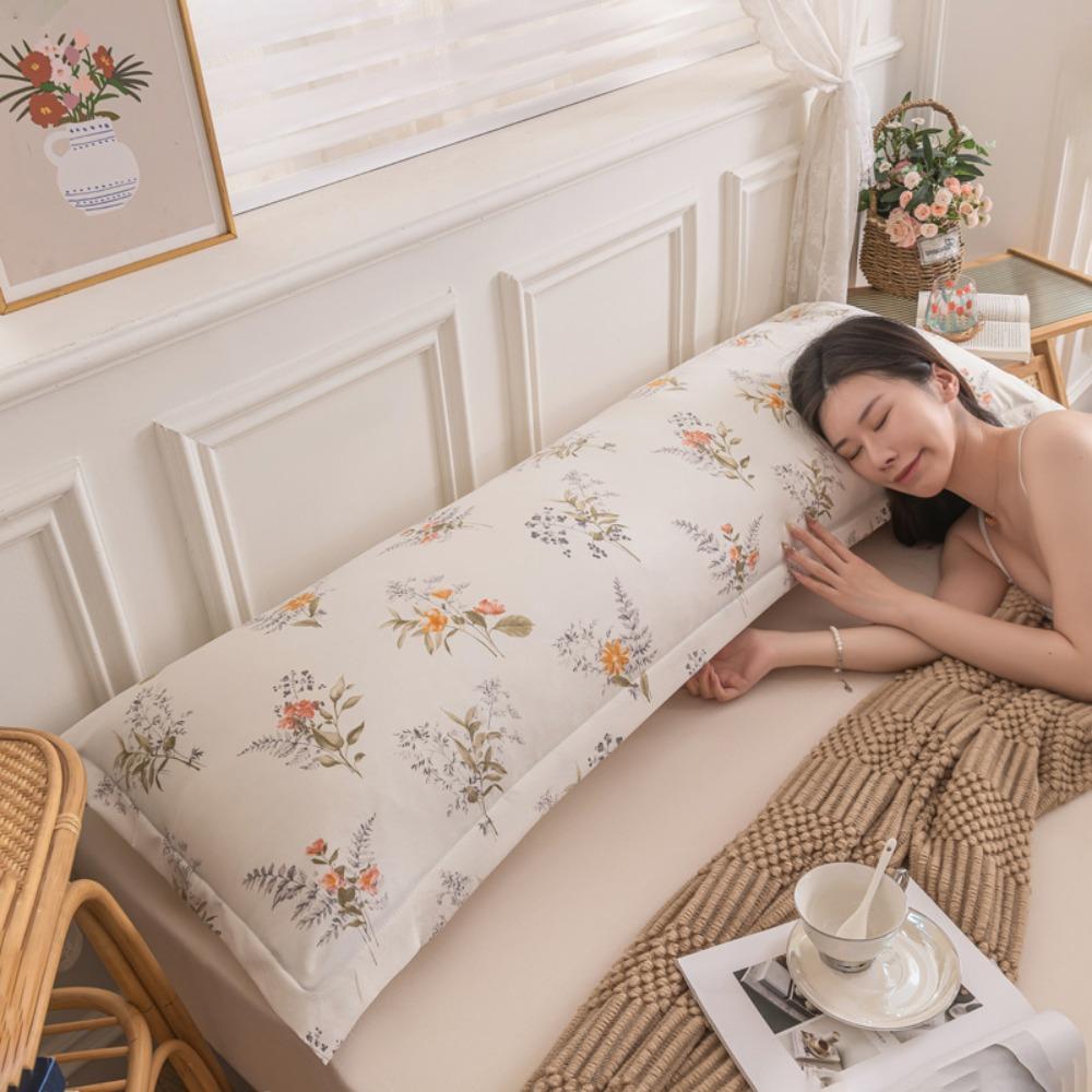 Rectangular Pillow Cover Skin-friendly Long Pillow Case Flower Couple Pillowcase  King Size Bed