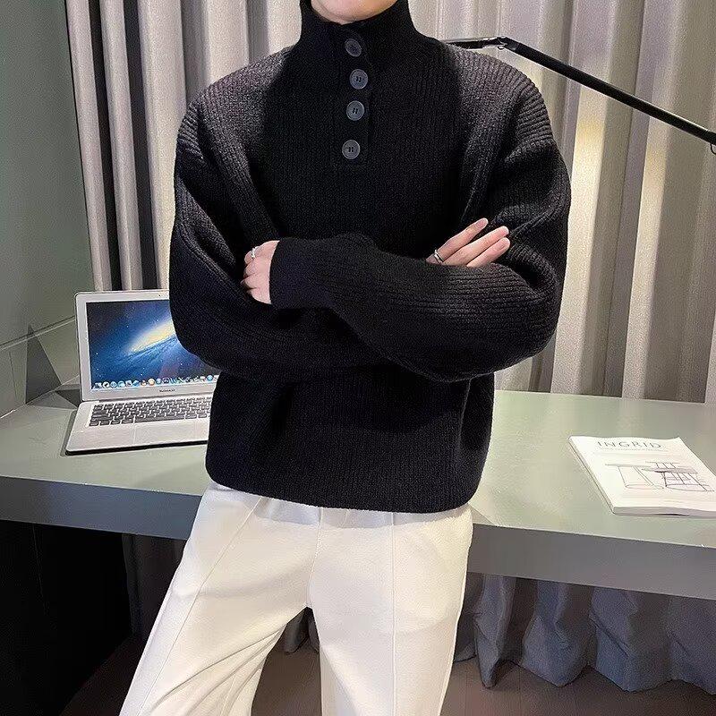 Мужская повседневная свободная толстая водолазка 2024 года