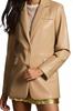 Blazer Stylish Formal Designer Beige Real Lambskin Women Party Wear Handmade Leather