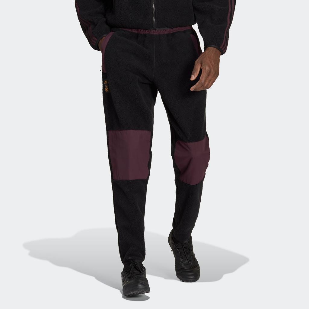 Adidas DFB Флисовые брюки с длинными рукавами и контрастной вставкой, мужские брюки, черные HF4070