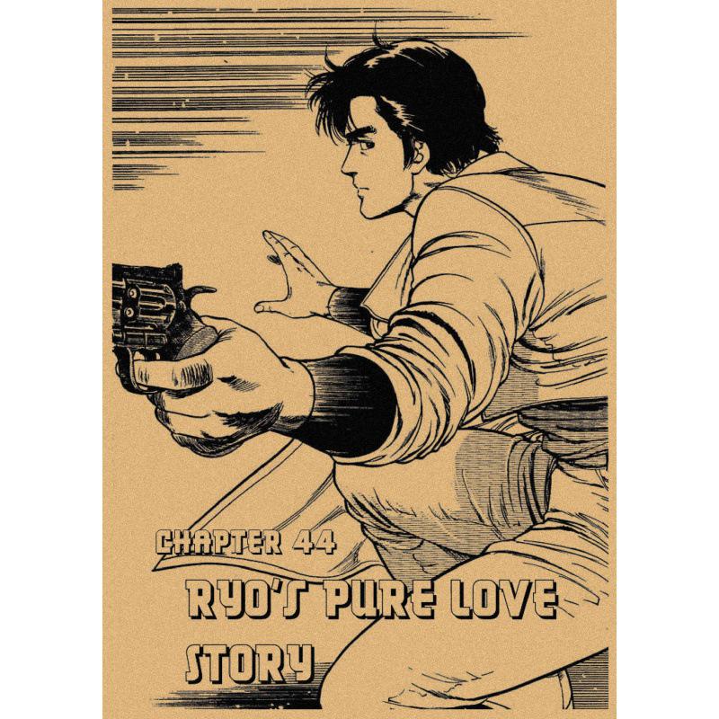 Free Shipping Tsukasa Hojo Retro Manga Art Poster for Cafe & Bar Decor