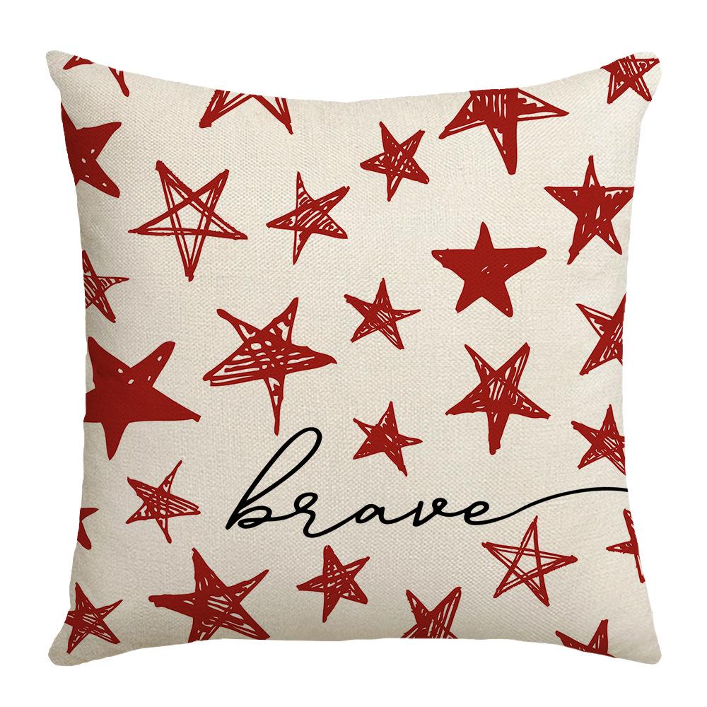 Independence Day Pillow Five-Pointed Star Print Car Cushion Bedside Cushion Linen Pillow Case