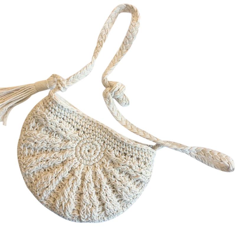 Cross Body Bag Half Moon Straw Bags Women Summer Rattan Bag Handmade Woven Beach Bohemia Handbag