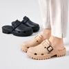 Goosecret New Heels Clogs Street Slides Beach Shoes Leisure Mules Sandals Hole Slides Women Platform Square Heels Modern Slipper
