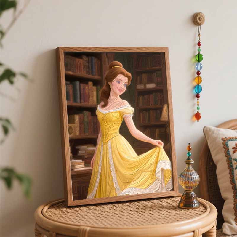 Disney Belle Beauty and the Beast Digital Oil Painting Art Kit Hand Painted Home Decor