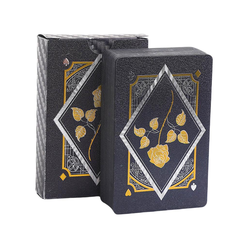 Luxurious Waterproof Plastic Playing Cards Frosted Deck Card with Gold Foil Square Shimmering Poker Set for Party Games
