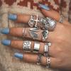 Retro Skull Animal Ring Exaggerated Wings Love Dripping Oil Crying Face Chain 12-piece Ring