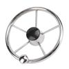 11 Inch Boat Steering Wheel Marine Stainless Steel Steering Wheel 5 Spoke 25 Degree with Foam Grip and Center Cap for