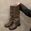 Retro Style Knee High Boots Women Fashion Ladies Slip On Knight Long Boots Autumn Winter Women's Footwear Heels Women Boots