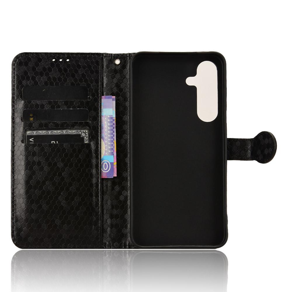 For Samsung Galaxy S25 FE Wallet Case Dot Pattern Imprint PU Leather Phone Cover with Wrist Strap