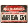 Metal Top Secret Area 51 Sign - Vintage Alien Warning Decor, Wall-Mounted, No Power Needed, Classic Style, Perfect for Man Cave
