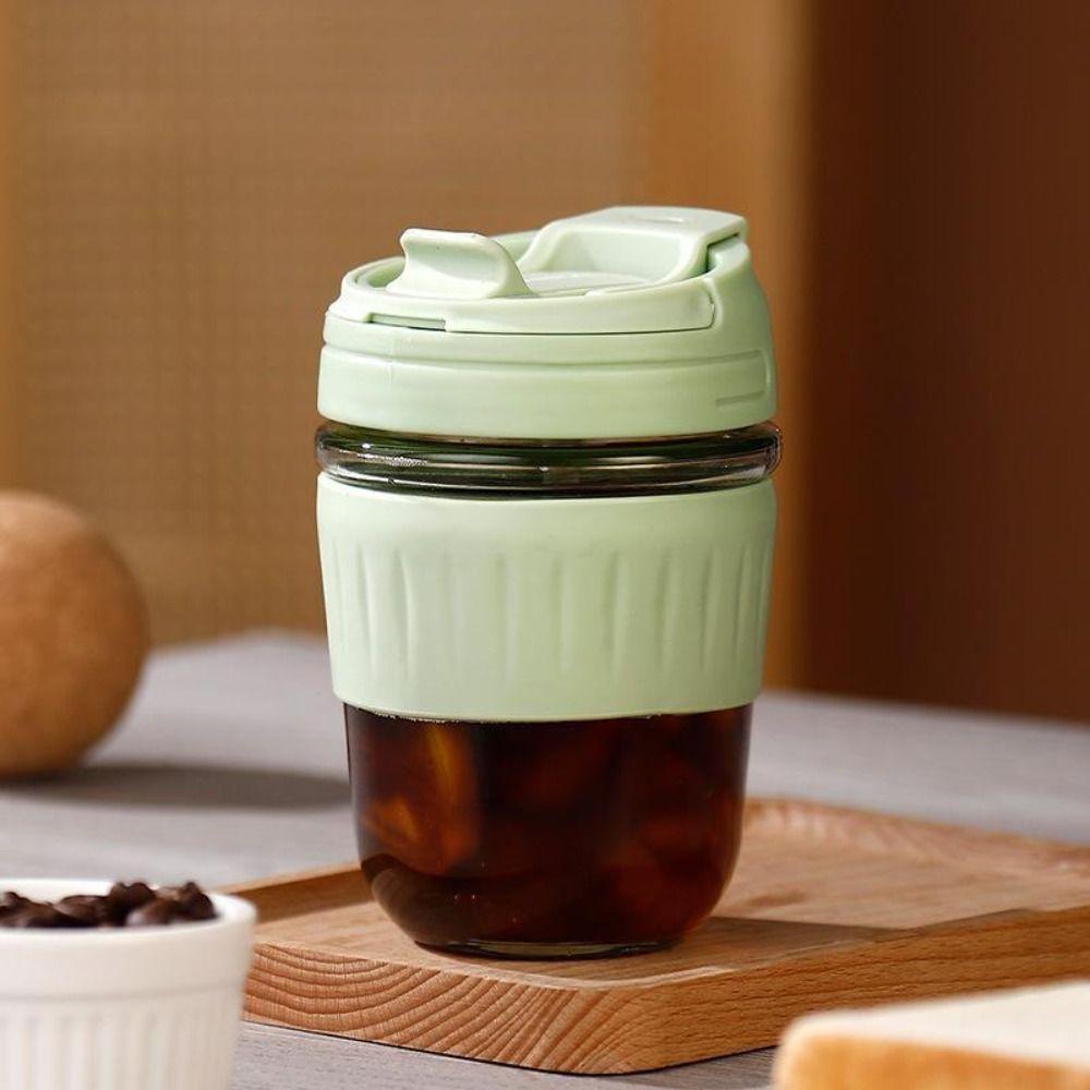 10 шт. С крышкой Полосатая кофейная стеклянная чашка соломкой Стеклянная бутылка для воды Дорожные аксессуары