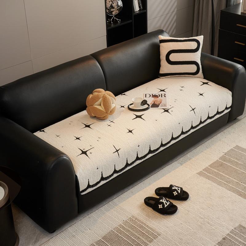 Новая осенне-зимняя кожаная подушка для дивана, ощущение легкой роскоши и высокого класса, длинный прямой ряд, фиксированный, нескользящий чехол для подушки сиденья дивана, ткань