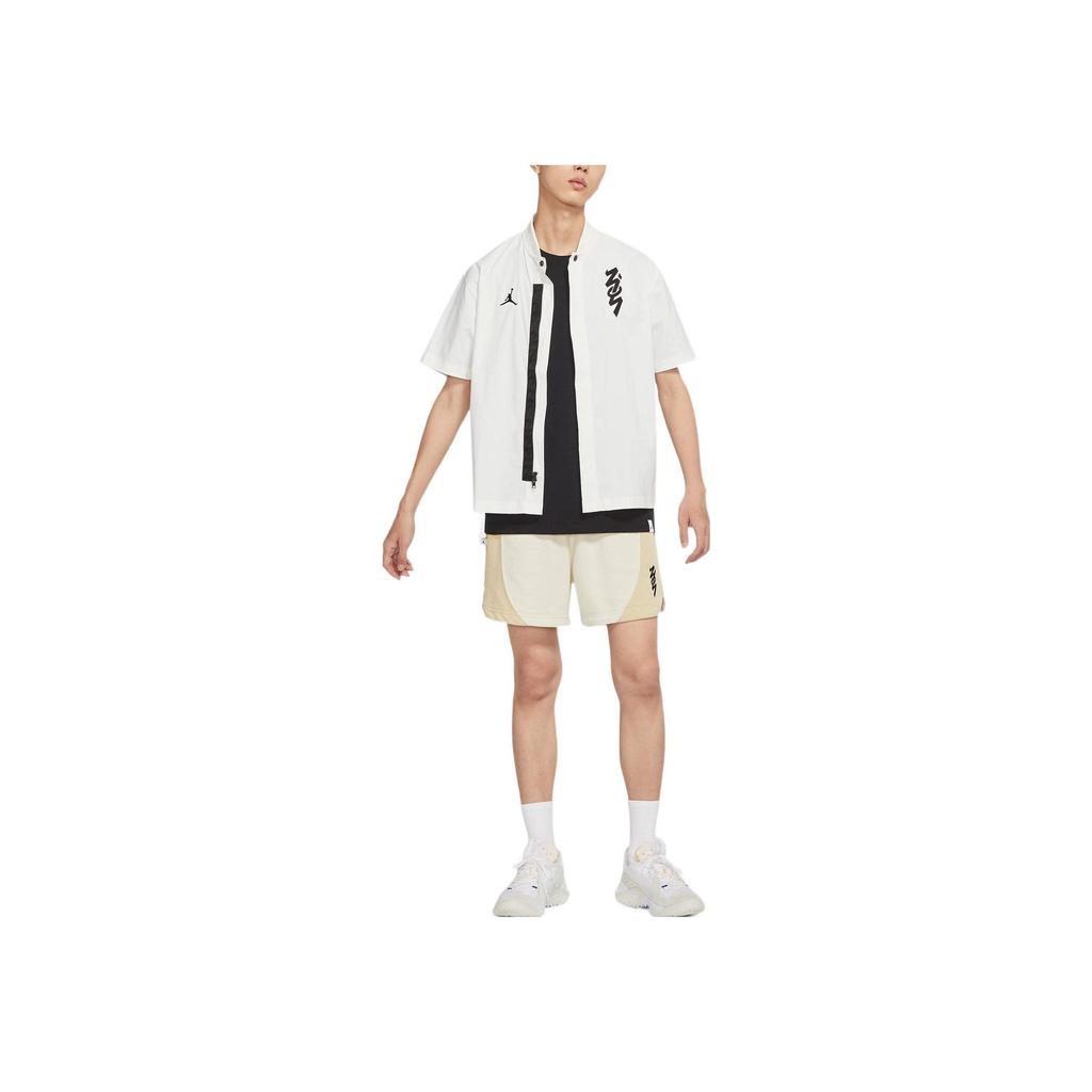 Jordan FW22 Однотонная рубашка с короткими рукавами на молнии с логотипом, мужские топы, белые DR2173-133