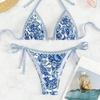 Сине-белый фарфоровый принт, купальник бикини без спинки с бесплатной доставкой - тренд 2025 года
