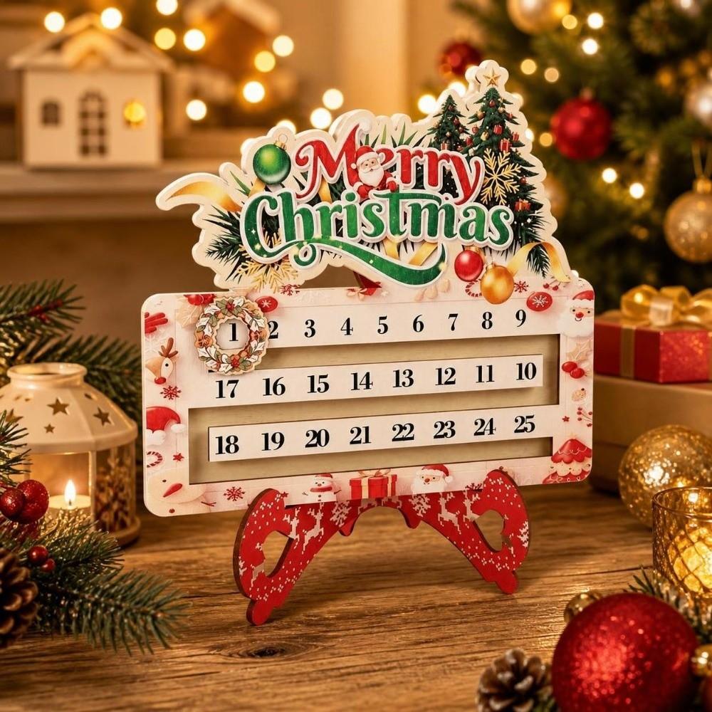 Snowman Christmas Advent Calendar Wooden Desktop Ornament Creative Christmas Decor Christmas Party