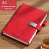A5 Thickened Business Leather Buckle Notepad, Student Study Notebook, Work Meeting Record Book, Diary, 100 Sheets 200 Pages