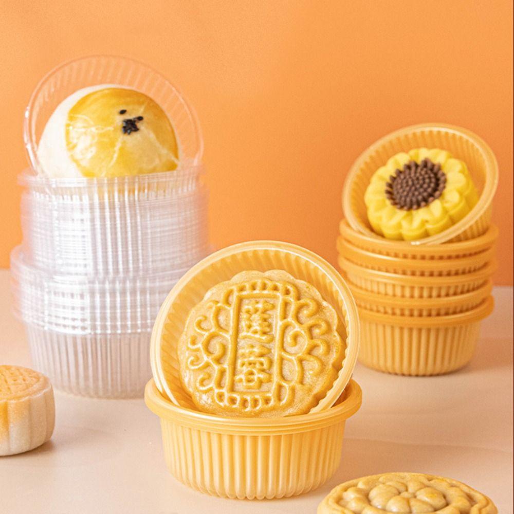 100pcs Round Mooncake Inner Tray Plastic Moon Cake Holder Mid-Autumn Festival