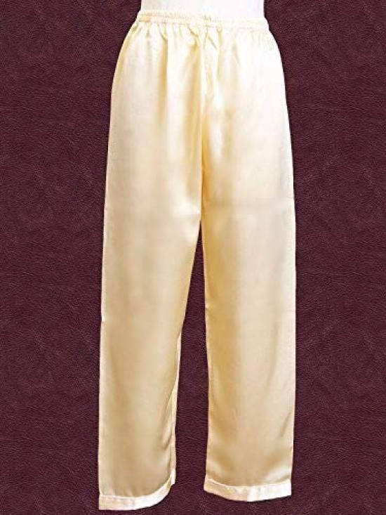 Silk Long Open Floral Yellow [Yumekairou] Women's Pajamas, Sleeves, Front, 100% Silk, Embroidery, M,