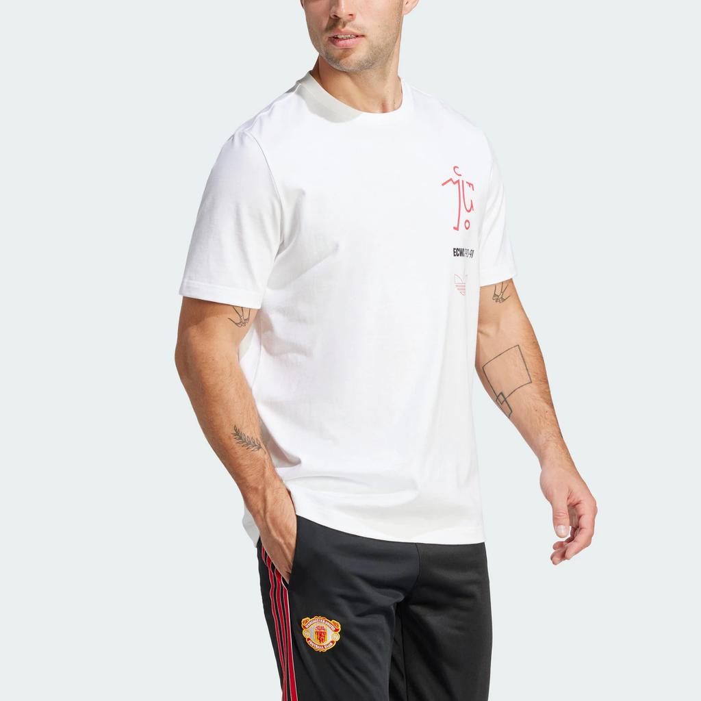 Adidas Футболка мужская Originals Manchester United 91 Casual с круглым вырезом и коротким рукавом, белая JC9389