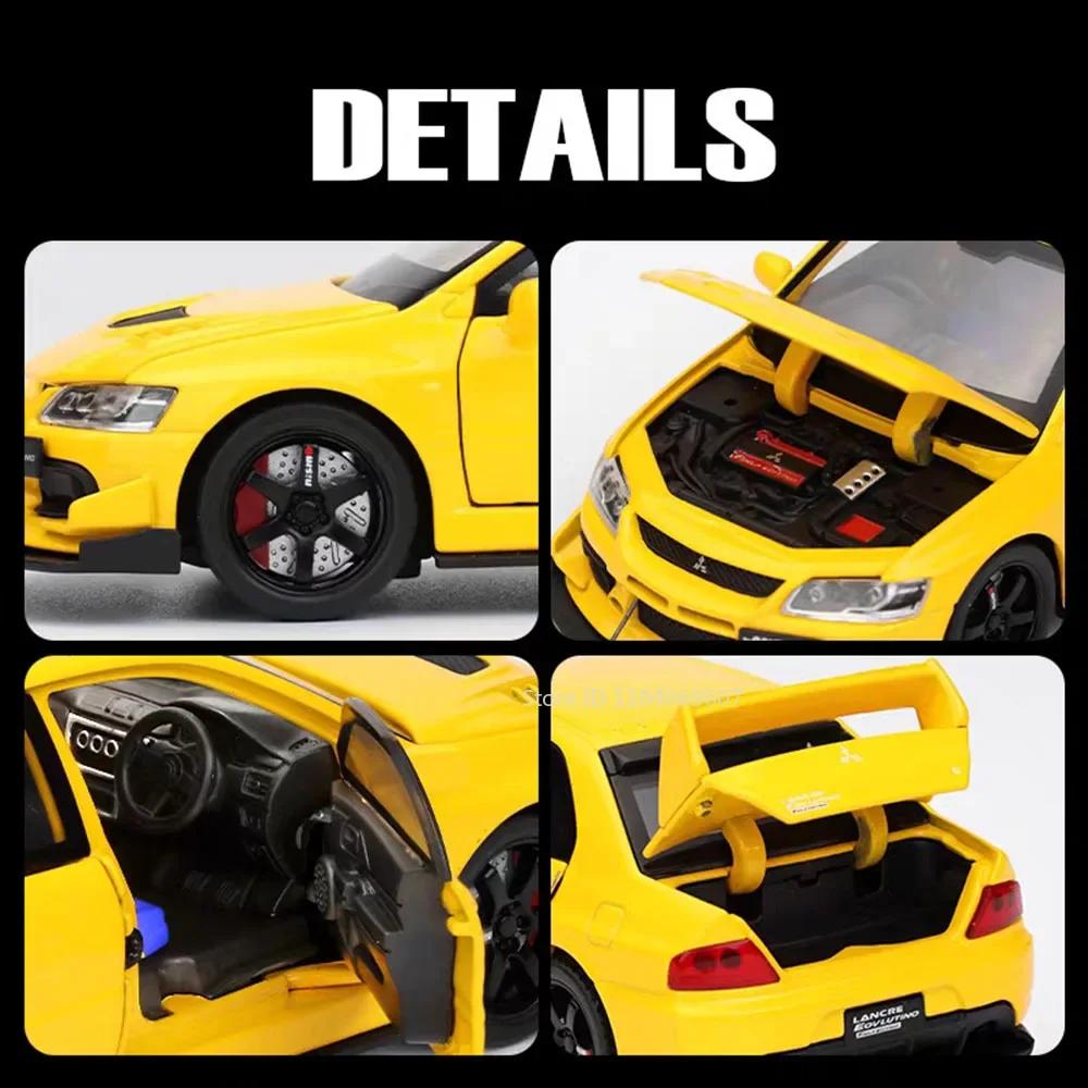 1:32 Model Toy Mitsubishi Lancer Evolution IX Sports Cars Alloy Diecast Pull Back 6 Doors Opened Sound Light Supercar Kids Gifts
