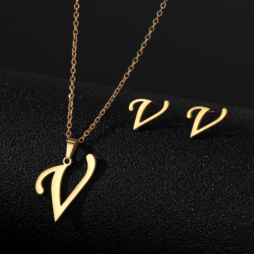 2023 Новые студенческие серьги, милые роскошные серьги-ожерелья, набор серег с буквами AZ, ожерелье, серьги, набор украшений, комплект из трех частей, серьги